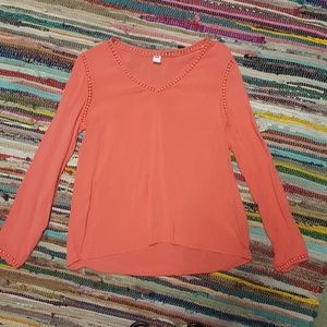 Coral Long-Sleeve Old Navy Blouse